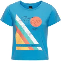 Bench T-shirt azur / citrongul / korall / off-white
