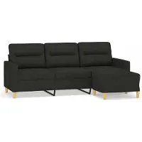 vidaXL 3-sitssoffa med fotpall Svart 180 cm tyg