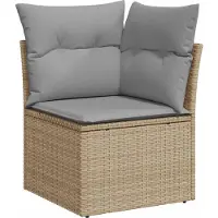 vidaXL Trädgårdsoffset med kudde 8 pcs Beige och Ljusgrå
