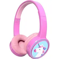 Denver BTH-106P - Hörlurar med mikrofon - fullstorlek - Bluetooth - trådlös, kabelansluten - 3,5 mm kontakt - rosa
