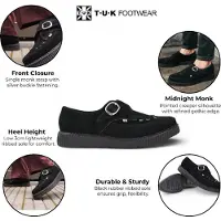 T.U.K TUK Spetsiga Creeper Svarta Mocka Platåskor med Monk Buckle - A8139