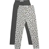Minymo Leggings - 2-pack - Gråmelerad/Leopard - - 4 år (104) - Leggings
