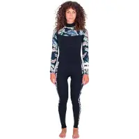 Hurley Plus Printed 4/3 Mm Våtdräkt I Neopren För Dam Med Långa ärmar Och Dragkedja I Bröstet