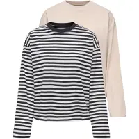 ONLY T-shirt 'ONLHAPPY' beige / antracit
