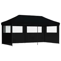 vidaXL Pop-Up hopfällbart partytält med 3 sidoväggar svart