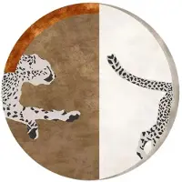 HGHT Leopardmönstrad sovrumsinredning Rund matta Fluffiga mjuka mattor för vardagsrum Modern minimalistisk plyschmatta Hem Halkfri golvmatta 80x80CM