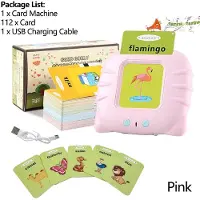 Fashnics Pratande Flashcards för Barn Elektronisk Tidig Utbildningsmaskin Montessori Leksak Flashcard Förskolebarn Biy Flicka Gåva Resa rosa