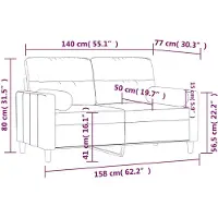 vidaXL 2-sits soffa med prydnadskuddar svart 140 cm tyg