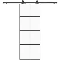 vidaXL Skjutdörr med beslag svart 76x205 cm ESG-glas