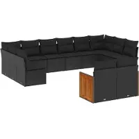 vidaXL Loungegrupp med dynor 12 delar svart konstrotting