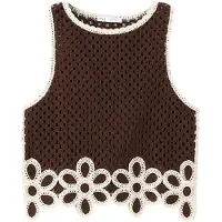 Mango Broderad topp 'TomiI' ecru / brun