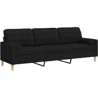 vidaXL 3-sitssoffa med prydnadskuddar svart 210 cm tyg