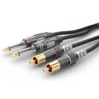 Sommer cable HBA-62C2-0300 Teleplugg / RCA Audio Anslutningskabel [2x Teleplugg: 6,3 mm (mono) - 2x RCA-hane] 3.00 m Svart