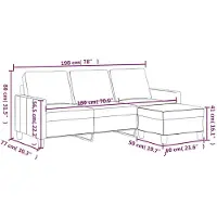 vidaXL 3-sitssoffa med fotpall Svart 180 cm Konstläder