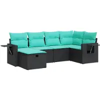 vidaXL Loungegrupp med dynor 6 delar svart konstrotting