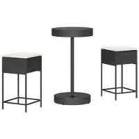 vidaXL 3-delat barset med kuddar, svart polyrotting