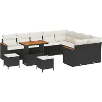 vidaXL Trädgårdsoffset 12 pcs Svart konstrotting