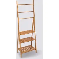 Five badrumsmöbel med 3 hyllor och handdukshållare, 153 cm, bambu