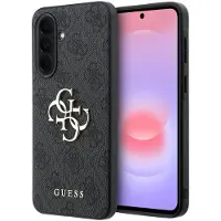 GUESS Leather 4G-fodral med metalllogo för Samsung Galaxy A37 5G – Svart