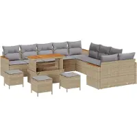 vidaXL Trädgårdsoffset 14 pcs Beige konstrotting