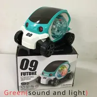Fashnics Roterande Bil Fordonsleksak 360° Vänder med Ljus Musik Automatisk Elbil Leksaker för Småbarn Pojkar Flickor Födelsedagspresent för Barn grön