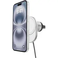 Belkin BoostCharge Pro 15 W Magnetisk trådlös laddningsstöd för bil Grå