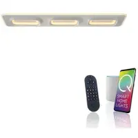 Paul Neuhaus Smart taklampa Q-Kalina, dimbar, Vitt / opal, Vardagsrum / matsal, Metall, Modern, Smarta hem taklampa