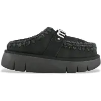 Mou för kvinnor. MU.FW531001A Bounce träskor läder träsko metall logo svart (40), Hud, 3 till 5 cm, Ingen, Casual