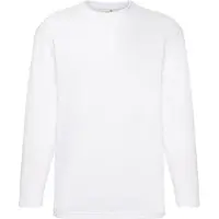 Fruit Of The Loom Långärmad t-shirt med värdevikt för herrar (Vit)