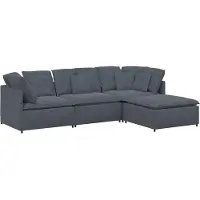 vidaXL Modulsoffa med fotpall och dynor sammet mörkgrå