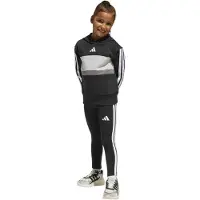 Adidas Träningsset 'SEASONAL ESSENTIALS TIBERIO 3 STRIPES FLEECE LEGGINGS' grå / svart / vit