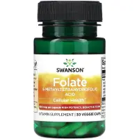 Swanson Health , Folsyra, 5-Methyltetrahydrofolsyra, 800 mcg, 30 Veggie Kapslar