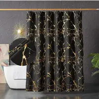 Shower curtain Home Decor 25Style Lyx Abstrakt Marmorering Duschgardiner Geometriska Ränder Draperier För Badrumstillbehör Set Badkarsgardin Med Krokar Vattentät 180x180cm