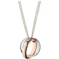Calvin Klein Twisted Dubbel Ring Spänne Lager på Lager Halsband Unisex Halsband Silver Roséguld LH-KJDFPP2001 Box,F,Silver Rose Gold Dual Combo white