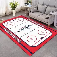 Karpetti Ishockey 3D Matta Matta för Matsal och Vardagsrum Halkfri Maskintvättbar Områdesgolvmatta Mjuk Sovrum Sportmatta 120 x160cm