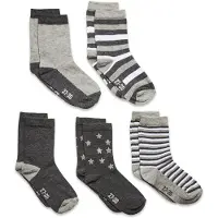 Minymo Strumpor - 5-pack - Ljus Gråmelerad m. Ränder - - 27/30 - Strumpor