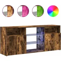 vidaXL TV-bänk med LED-belysning rökfärgad ek 120x30x50 cm