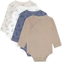 Pippi Baby Omlott Bodies l/ä - 4-pack - Flint Stone - - 68 - Body L/Ä