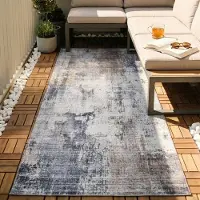 FRAAI Tvättbar löpare | Domingo Grunge taupe/gräddvit | 80x300 cm | Polyester | Abstrakt | Löpare | Plattvävd