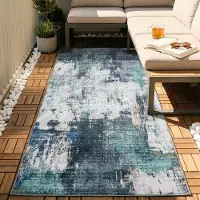 FRAAI Tvättbar löpare | Domingo Grunge grön/gräddvit | 80x300 cm | Polyester | Asymmetrisk | Löpare | Plattvävd