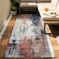 FRAAI Tvättbar löpare | Domingo Grunge terrakotta/gräddvit | 80x180 cm | Polyester | Asymmetrisk | Löpare | Plattvävd