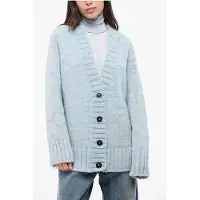 Maison Martin Margiela MM4 MM14 V-ringad kofta med 4 knappar i överdimensionerad färg i ljusblå