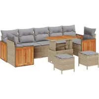 vidaXL Trädgårdsoffset med kudde 10 pcs Beige och Ljusgrå