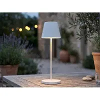 FISCHER&HONSEL GMBH LED-batteri bordslampa Cosenza 2.0 34 cm sandvit Cosenza, dimbar, Vitt / opal, Vardagsrum / matsal, Metall, Modern