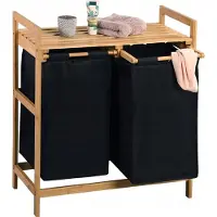 Kesper bambu tvättkorg, tvåfack, 64 x 73 cm