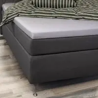 Borg Living Formsytt lakan 160x200x8 cm - 100% ekologisk bomullssatin - Grå - GOTS-certifierat lakan för bäddmadrass