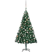Belyst plastgran med kulor grön 150 cm PVC