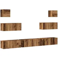 vidaXL TV-skåp väggmonterat 7 delar gammalt trä konstruerat trä