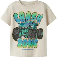 Name it T-shirt 'NMMMore Hotwheels' beigemelerad / azur / jade / svart
