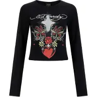 Ed Hardy T-shirt gråmelerad / orangeröd / svart / vit